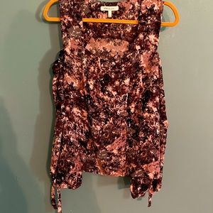 Bella Du Jour Large Cold Shoulder Top with Ties at sleeves